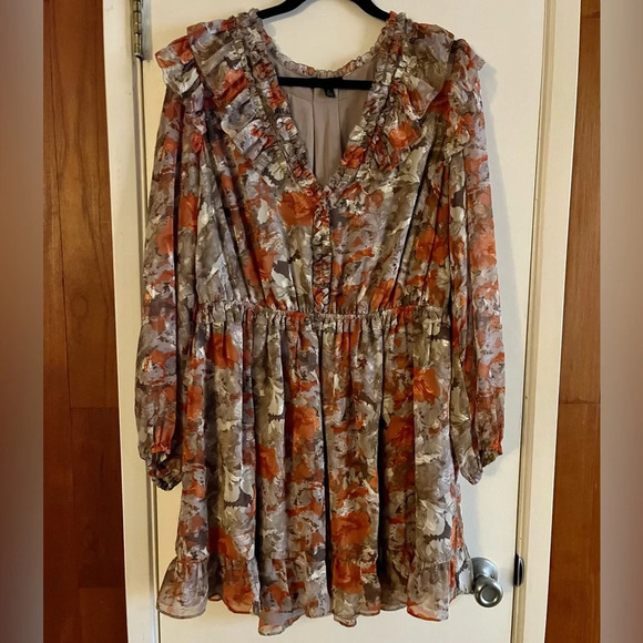 Anthropologie Ruffled Floral Mini Dress - Picture 3 of 6